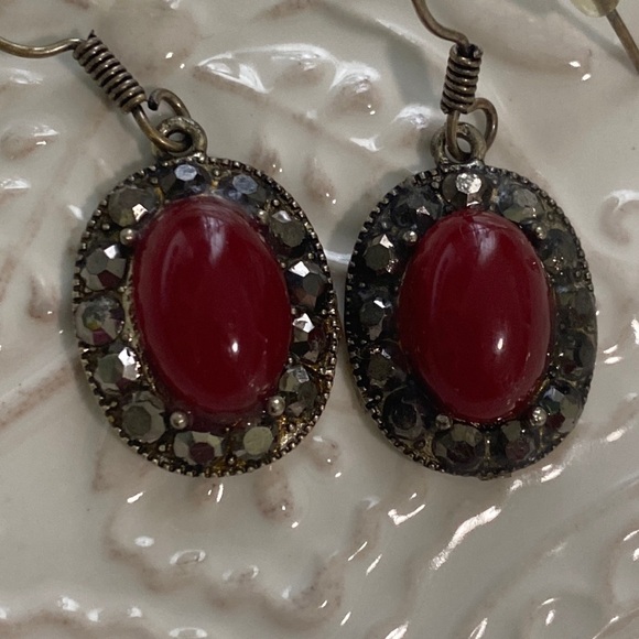 Red Holiday Sterling Silver Earrings with Austrian Shimmer Crystals Christmas - Picture 14 of 16